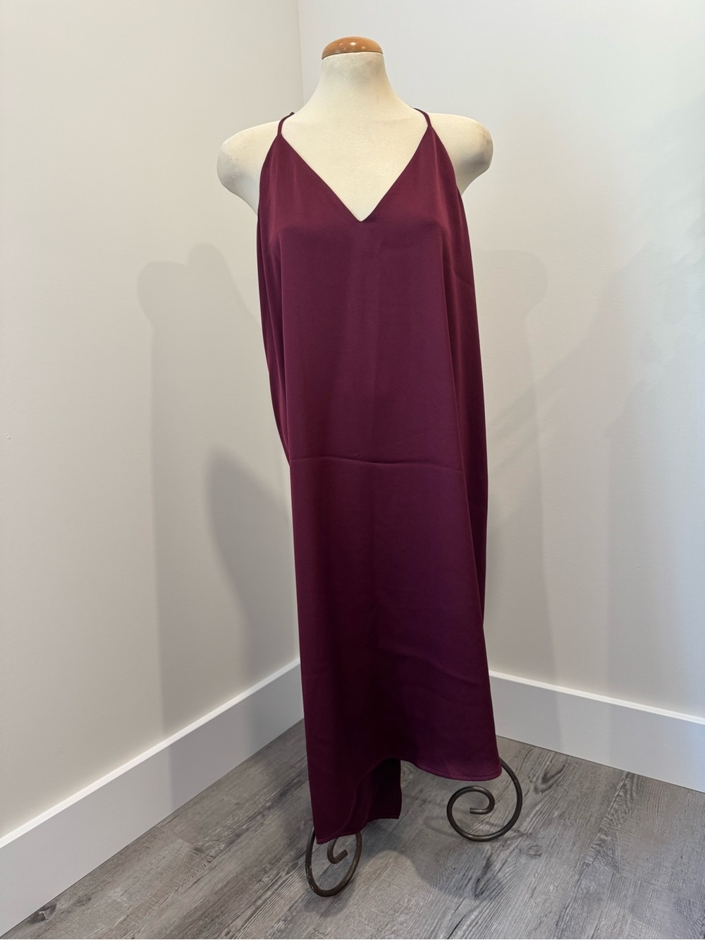 BCBGMaxAzria Wine V-Neck Slip Midi Dress
